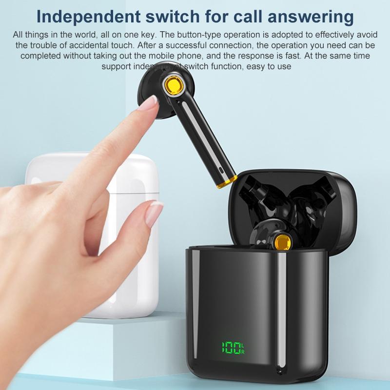 NNEIDS Waterproof Bluetooth Earphones With Digital Display - Black-2