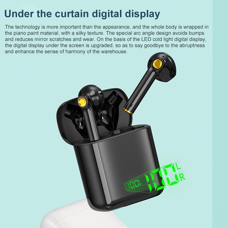 NNEIDS Waterproof Bluetooth Earphones With Digital Display - Black-3